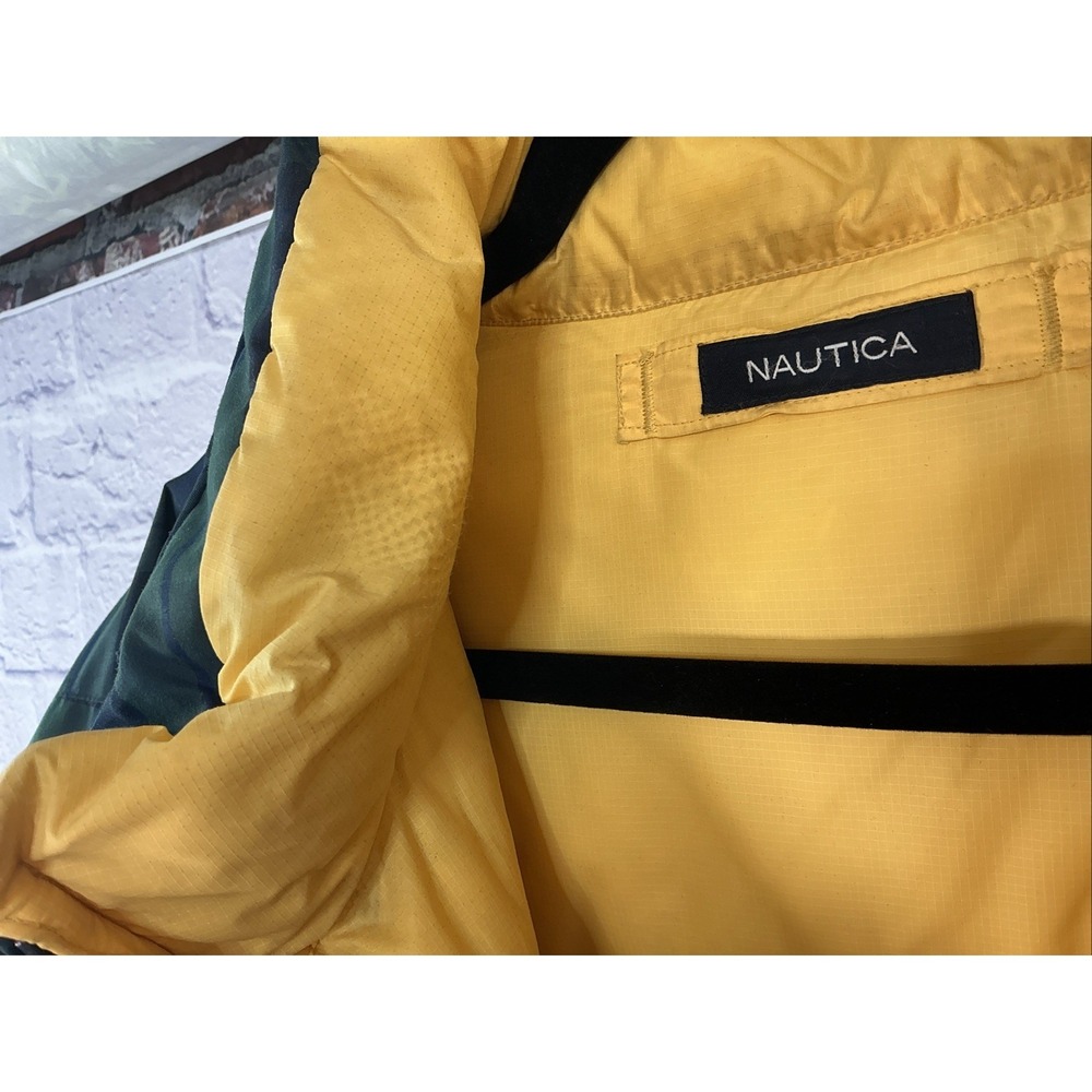 Nautica Mens Vtg Reversible Puffer Down Fill Winter Coat Jacket Plaid Tartan XL - Picture 3 of 11
